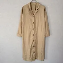 ラダメス ロングシャツワンピース 春コート 長袖 ライトアウター L ベージュ