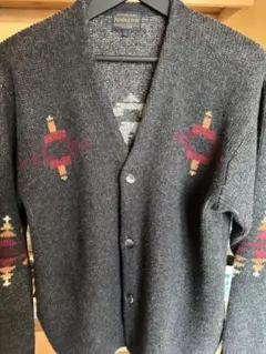[送料無料] Pendleton ウール カーディガン L グレー 幾何学模様