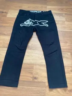 アイスクリームデザイン スキニーデニムパンツ 黒