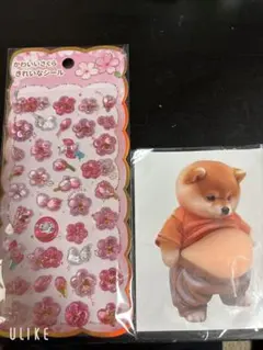 桜シールと柴犬ぷにぷにシール食べ物シールセット