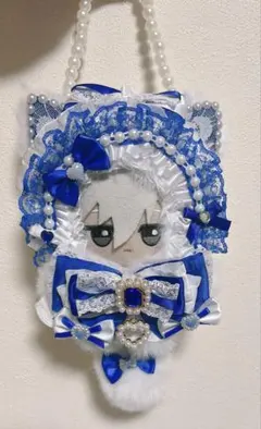 ぬい服 ちびぐるみ10cm 可愛いレースリボンお姫様猫 パール付き着せ替え服