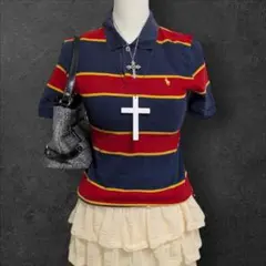 Y2K ラルフローレン ポニー ボーダー　ピチ　ポロシャツ　平成ギャル