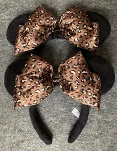 ディズニー　カチューシャ　ミニー ヒョウ柄 2個　ペア お揃い ブラウン　茶色