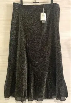 日本製 黒 ラメ スカート 新品タグ付き LL 婦人服