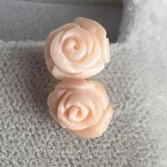 未使用】黒岩珊瑚店 本珊瑚 花彫刻 ピアス チタンポスト リメイク 