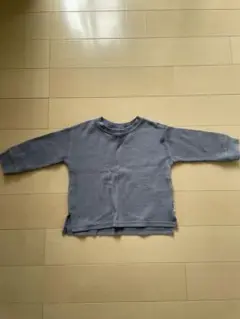 グレー ワッフル生地 長袖Tシャツ 90