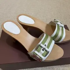 サイズ36 BALLY ウッドサンダル ILIANA 木製 ヒール 緑のサムネイル