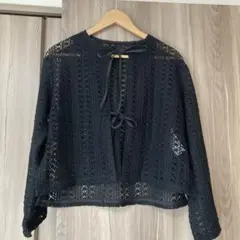 Jf Ready Made カットレースリボンカーディガン ブラックのサムネイル
