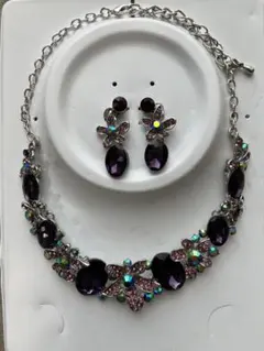 【美品】ビジュー ネックレス イヤリングセット　社交ダンス ベリーダンス