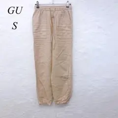 e5079 GU ジーユー ベージュ ウエストゴム ワイドパンツ ポケット付き