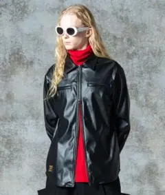 glamb シンセレザーシャツ