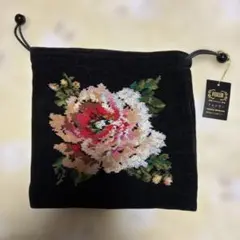 FEILER 花柄刺繍 ポーチ 黒　タグ付き