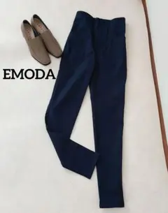 新品タグ付　EMODA　エモダ　ハイウエストストレッチパンツ　ネイビー　綿混