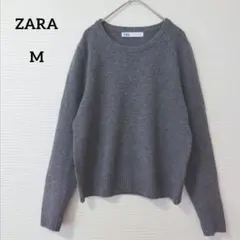 ザラ クルーネック ニット 長袖 グレー USA М ウール100% シンプル