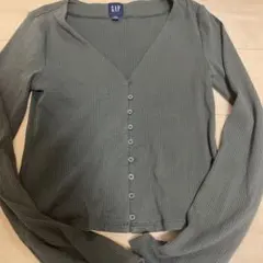 【GAP】リブ カーディガン ブラック Vネック リブ編み トップスのサムネイル