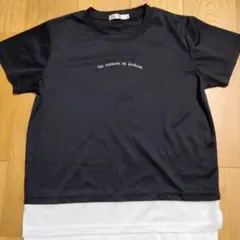 AN LIFE ロゴプリント フェイクレイヤード Tシャツ ブラック LL