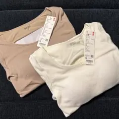 【新品★M】UNIQLO 極暖ヒートテックリブUネックブラTシャツ 2枚セット