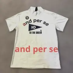 美品　and per se モックネック 半袖 シャツ ホワイト　レディースのサムネイル