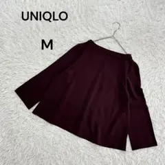 【ユニクロ】M 七分袖　ドレープTブラウス　シンプル　防シワ　赤茶色