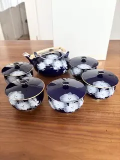 【新品】香蘭社　ルリ胡蝶蘭　茶器セット　急須　湯呑み