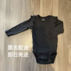 H&M 黒 フリル付きロンパース 9-12M