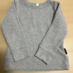 グレー ワッフル編み 長袖カットソー