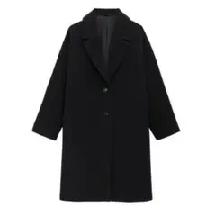 GU ウールブレンド オーバーサイズ チェスターコート ブラック