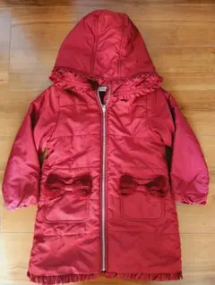 mezzo piano メゾピアノ 赤リボンフード付きロングコート120cm