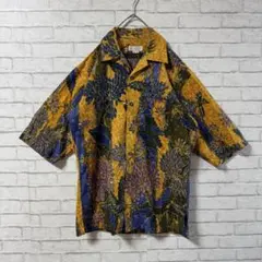 ヴィンテージ 古着 一点物 オープンカラー 半袖シャツ アロハ 派手 花柄 F
