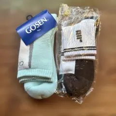 2足セットGOSEN バドミントンテニス用ソックス 22-25cm 水色/黒