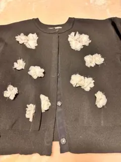 Donoban ブラック 花モチーフ 長袖カーディガン