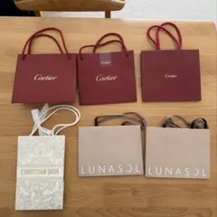 Cartier、Dior、LUNASOL ショッパー　紙袋　6枚セット