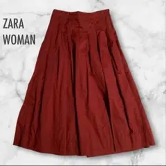 ザラウーマン プリーツスカート ミモレ丈 テラコッタ 上品 きれいめ 着回し