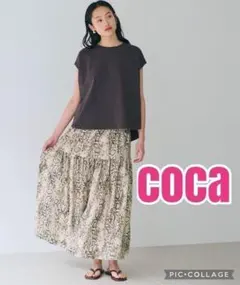 新品　coca サテンパイソンスカート　総柄　ウエストゴム　フレアスカートのサムネイル