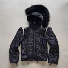 や*ぼ様 Dolce & Gabbana ダウンジャケット ブラック Satin jacquard down jacket with all-over DG logo in Black for