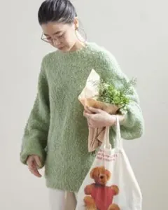 fig london ESAGERATO　PO ライトグリーン　モヘア　ニット