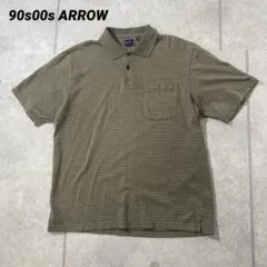Y2Kアーカイブ90s00s 半袖ポロシャツ　ARROWアロー 総柄　メンズLのサムネイル