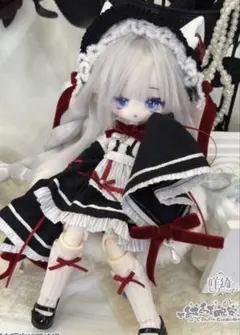 ドール用衣装 (薔薇のシャツワンピース セーラー襟/半袖 グレー)1/4