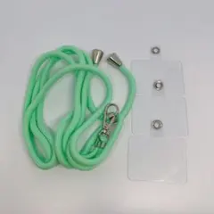 スマホストラップ ナイロン 全機種対応 ミントグリーン パッチ3枚付き