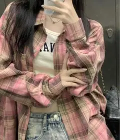 チェック柄 長袖ネルシャツ