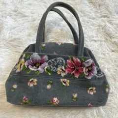 FEILER(フェイラー)花柄刺繍 グレー ハンドバッグ