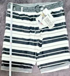 黒白　ストライプ　ハーフパンツ　メンズM