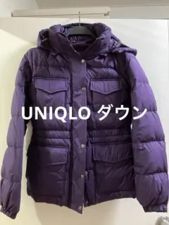 ユニクロ フードつき ダウン ジャケット コート レディース M パープル