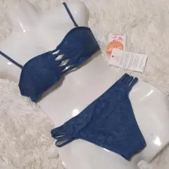 未使用　デニム風　水着　ビキニ　セットアップ