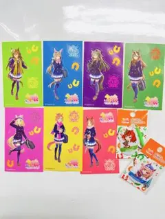 美品 ウマ娘 キャラクターシール7枚 オリジナルスマホクリーナーセット