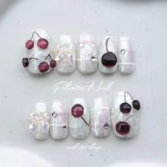 561　さくらんぼ　個性派　ぷっくり　マグネット　韓国　推し活　チェック　振袖