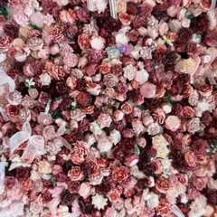 【50個】レッド素材　ゆめかわ　ネイルパーツ　まとめ売り　デコパーツ　薔薇　量産