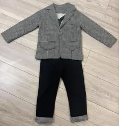 子ども キッズ フォーマルスーツ セットアップ サスペンダー付き　千鳥柄