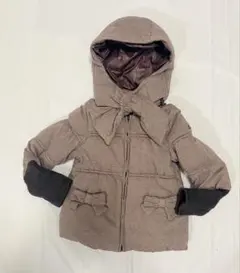 BeBeブラウン ヘリンボーン柄 ダウンコート120cm