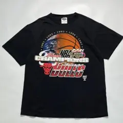 90s NBA シカゴブルズ ビンテージTシャツ 黒 L 1優勝記念 8381